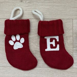 (2) Wondershop Red Mini Knit Monogram Christmas Stockings